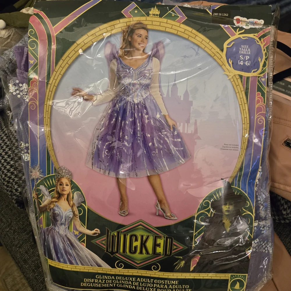 WICKED Glinda Deluxe Adult Size S/P (4-6) Costume - Lavender and Silver Dress